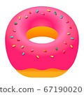 Strawberry chocolate donut vector illustration｜Donut with pink icing 67190020