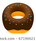 Chocolate donut vector illustration｜Chocolate donut 67190021