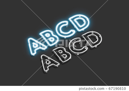 Decorative A B C D letters, neon font mockup Decorative A B C D letters, neon font mockup 67190810