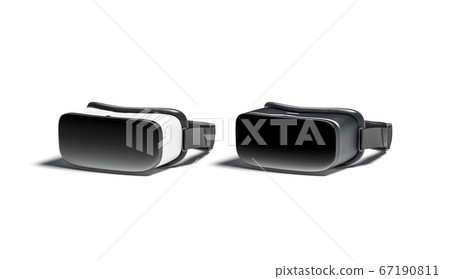 Blank black and white virtual reality goggles mockup, side view Blank black and white virtual reality goggles mockup, side view 67190811