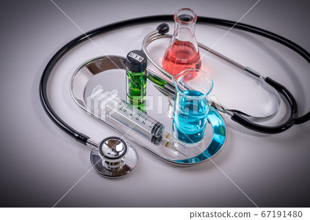 [Poor image of syringe and vaccine development] 67191480