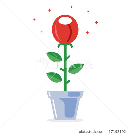 red rose in a pot. plant flowers in the ground. flat vector illustration. red rose in a pot. plant flowers in the ground. flat vector illustration. 67192192