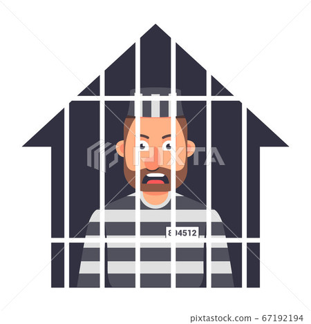 house arrest of the criminal. court decision. flat vector illustration. house arrest of the criminal. court decision. flat vector illustration. 67192194