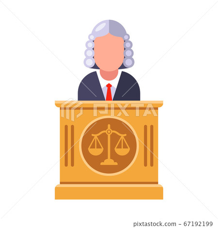 the chief judge of the tribunal pronounces the sentence. Flat character vector illustration. 67192199