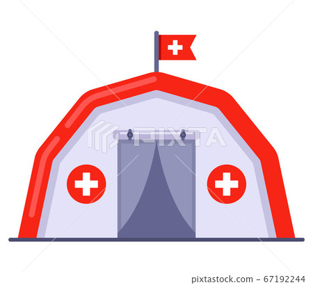 medical tent free aid to people. flat vector illustration. 67192244