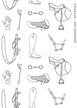Vector seamless pattern of sketch horse equipmen Vector seamless pattern of sketch horse equipmen 67193423