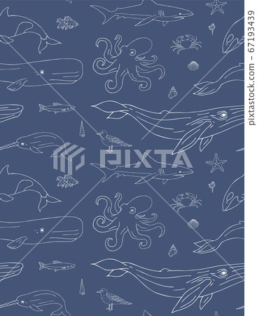 Vector seamless pattern of sea animals and fish - Stock Illustration ...