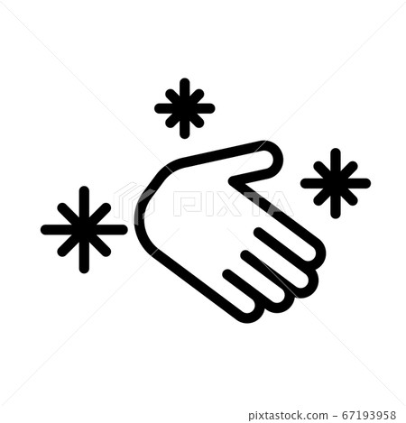 Hand hygiene black and white outline icon. Personal hygiene, disease prevention and healthcare hand washing. Flat vector illustration. Isolated on white. 67193958
