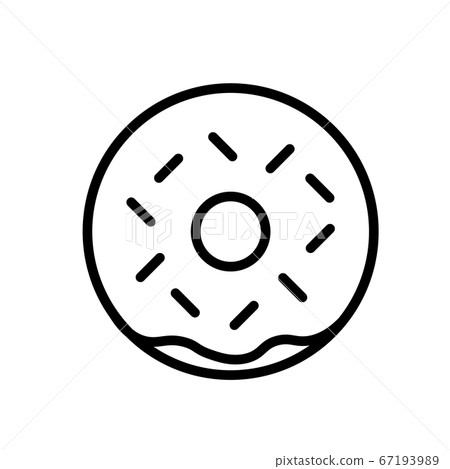 Donut simple black and white outline icon. Flat vector illustration. Isolated on white. 67193989