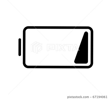 Low battery charge, minimal black and white outline icon. Flat vector illustration. Isolated on white. 67194061