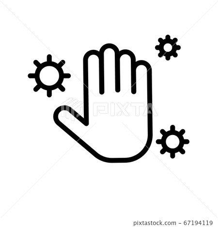 Hand hygiene black and white outline icon. Personal hygiene, disease prevention, stop virus. Flat vector illustration. Isolated on white. 67194119