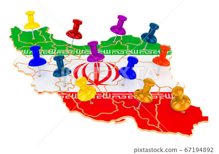 Map of Iran with colored push pins - Stock Illustration [67194892] - PIXTA