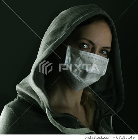 Dark photo of Young handsome man wearing medical 67195149