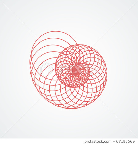 closup snail seashell's spiral.seashell which consists red circles white background 67195569