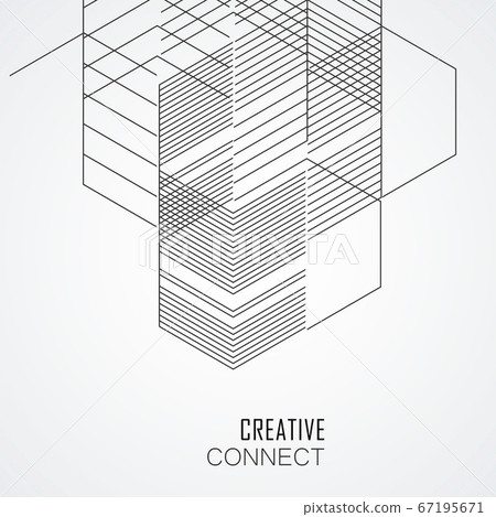 Vector seamless pattern.connection lines hexagons white background 67195671