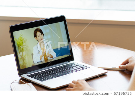 Woman receiving online medical treatment 67196735