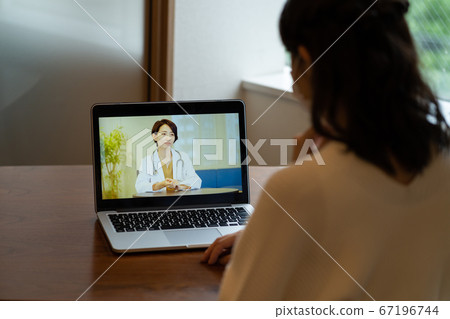 Woman receiving online medical treatment 67196744