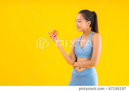 Portrait beautiful young asian woman wear sportwear ready for exercise Portrait beautiful young asian woman wear sportwear ready for exercise 67198197