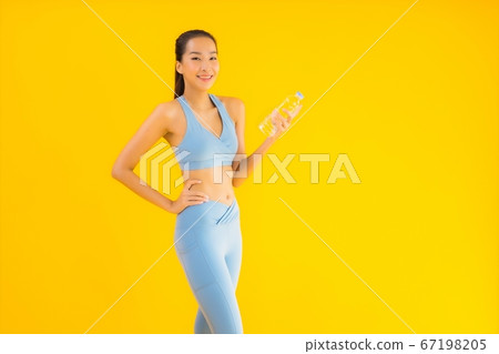Portrait beautiful young asian woman with bottle water Portrait beautiful young asian woman with bottle water 67198205