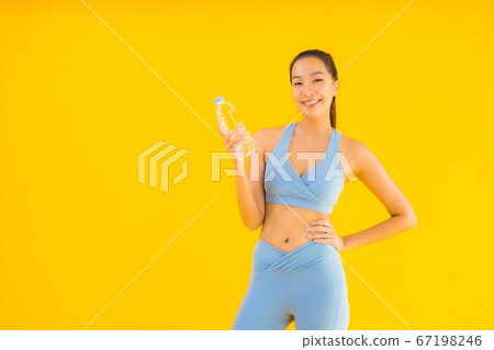 Portrait beautiful young asian woman with bottle water Portrait beautiful young asian woman with bottle water 67198246