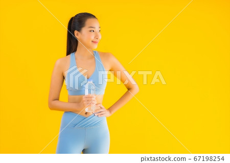 Portrait beautiful young asian woman with bottle water 67198254