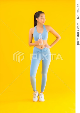 Portrait beautiful young asian woman with bottle water 67198256