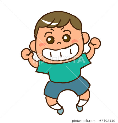 A boy jumping with a smile ① - Stock Illustration [67198330] - PIXTA