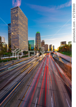 Los Angeles, California, USA Downtown Skyline and Highways 67199080