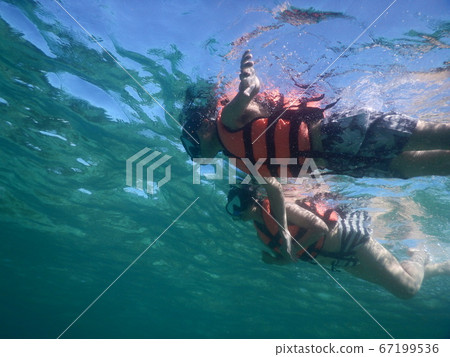 Two people enjoying snorkeling 67199536