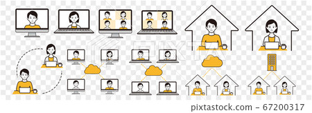 Remote work icon set - Stock Illustration [67200317] - PIXTA