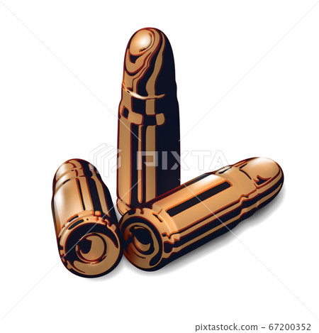 Three golden or brass pistol cartridges Three golden or brass pistol cartridges 67200352