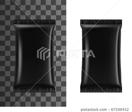 Black food package, sachet or pouch bag mockup 67200432