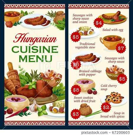 Hungary cuisine vector menu template food dishes 67200603