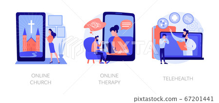 Distance help and support abstract concept vector illustrations. Distance help and support abstract concept vector illustrations. 67201441