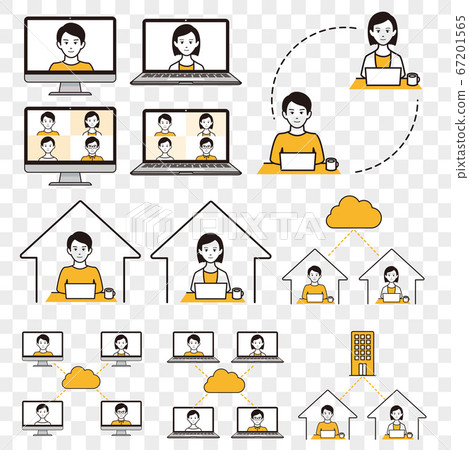 Remote work icon set - Stock Illustration [67201565] - PIXTA