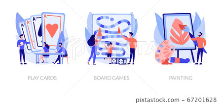 Social isolation free time spending abstract concept vector illustrations. 67201628