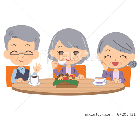 Elderly people enjoying at a dementia cafe 67203431