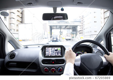Electric car driving 67203869