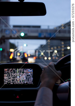 Electric car driving 67203876