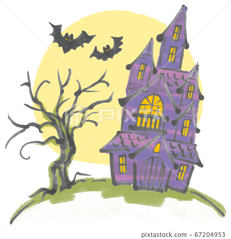 Halloween night and haunted house - Stock Illustration [67204953] - PIXTA