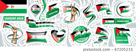 Vector set of the national flag of Sahrawi in various creative designs Vector set of the national flag of Sahrawi in various creative designs 67205233
