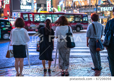 "Tokyo" Shibuya at night, back view "Tokyo" Shibuya at night, back view 67206098