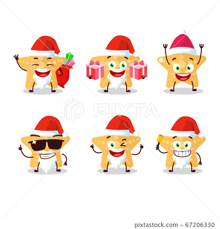 Santa Claus emoticons with yellow starfish cartoon character Santa Claus emoticons with yellow starfish cartoon character 67206330