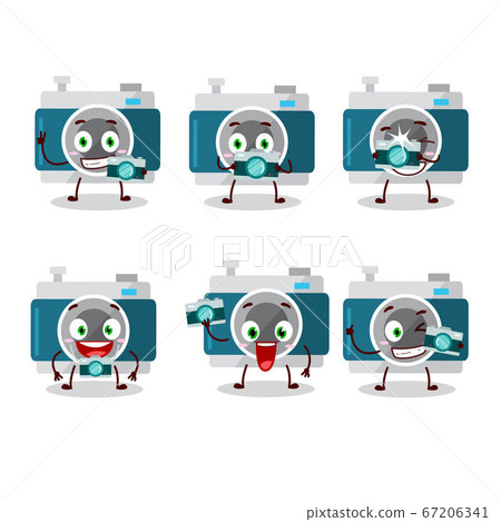 Photographer profession emoticon with camera pocket cartoon character 67206341