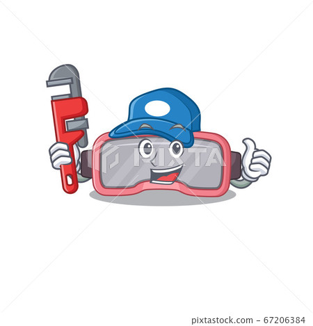 cartoon mascot design of vr glasses as a Plumber with tool 67206384