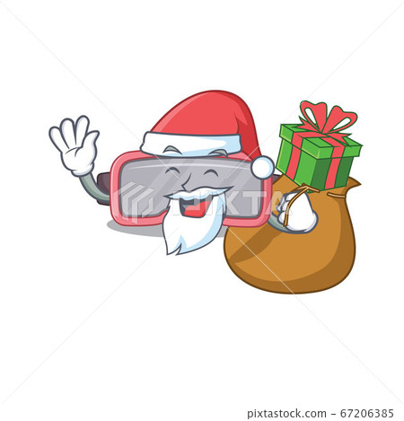 Cartoon design of vr glasses Santa having Christmas gift 67206385