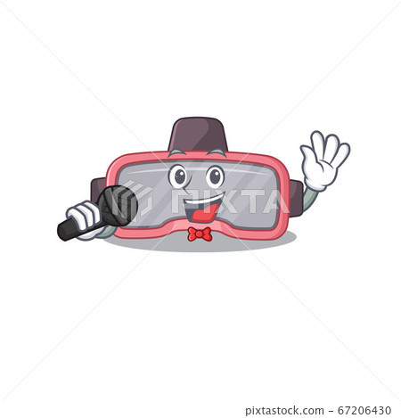 caricature character of vr glasses happy singing with a microphone caricature character of vr glasses happy singing with a microphone 67206430