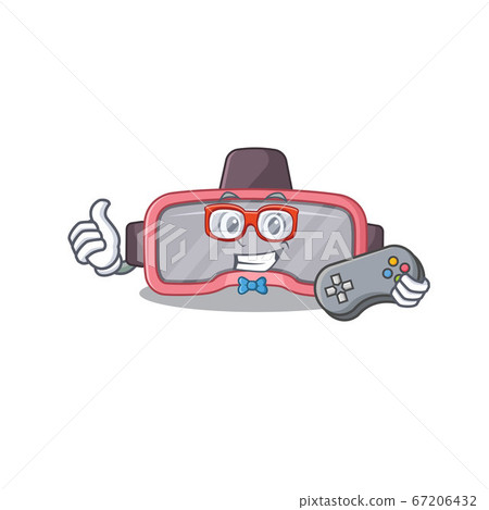 Cartoon Mascot design of VR glasses gamer using controller Cartoon Mascot design of VR glasses gamer using controller 67206432