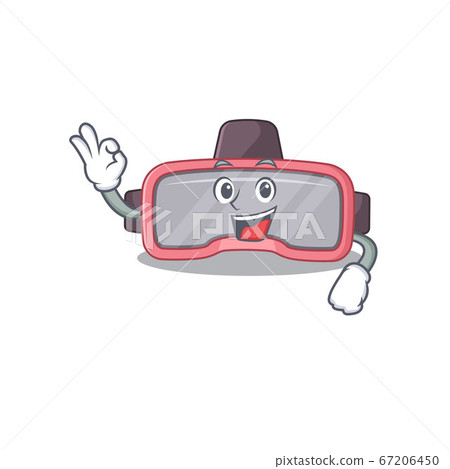Vr glasses cartoon mascot design with Okay finger poses 67206450