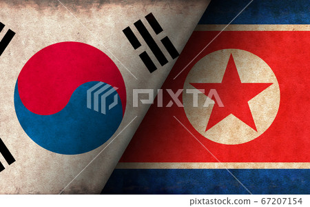 International conflict/political conflict / dirty flag illustration (South Korea vs North Korea) 67207154